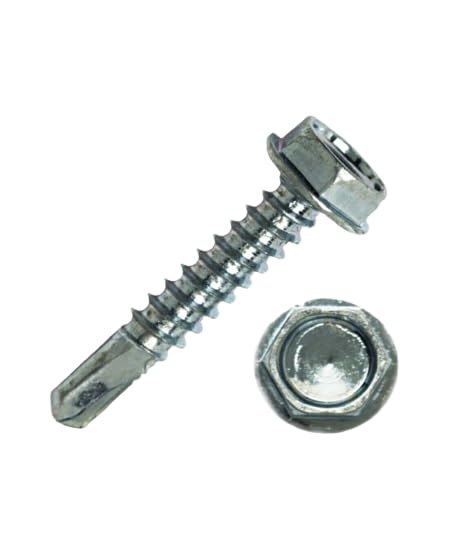 H1424#14 x 1 1/2' Self Drilling Screw Hex Washer Head Zinc Qty 2,000 Box for DIY Real Men