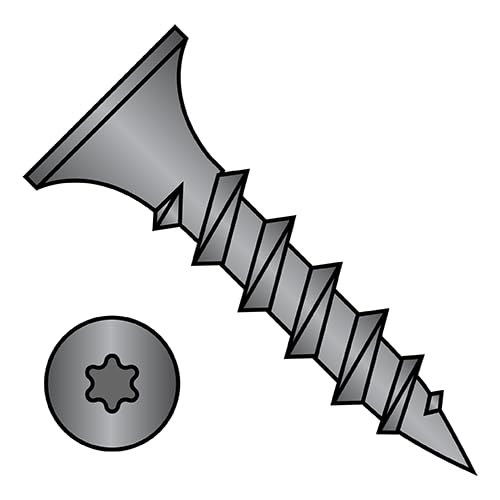 #8 x 1 1/2' Coarse Drywall Screws/Six-Lobe (Torx) / Bugle Head/Steel/Black Phos / 2000 Pc. Carton