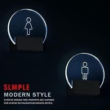 Acrylic Restroom Sign Men's and Women's Restroom Signs, Restroom Led Light Sign, Wall Mount Mens Gents Women Bathroom Lighted Sign, White Light, Ideal Bathroom Signs Signs