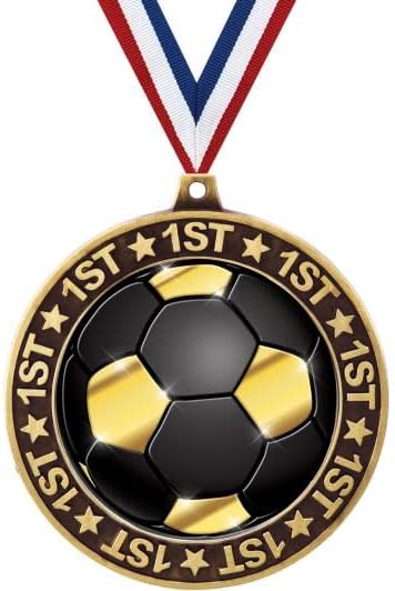 Crown Awards 2.75' 1st Place Soccer Shadow Medal Award, Gold Trophy Medal Prime