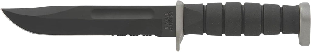 Ka-Bar 1281 KA bar, D2 Fighting/Utility Knife, Serrated, Black Cordura Sheath