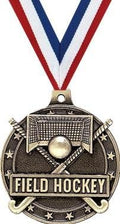 Gold Field Hockey Medals - 2' 3D Hockey Award Medals with Neck Ribbon Prime