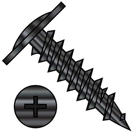 8X1 5/8 Phillips Modified Truss Head Fine Thread Drywall Screw Fully Threaded Black Oxide (Pack Qty 3,000) BC-0826YPMB by Shorpioen