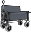 Heavy-Duty Folding Wagon with Bench Seat - 500lbs Capacity, Reinforced Steel Frame, 180L Cargo Space for Camping, Beach, Outdoor Events & Tailgating