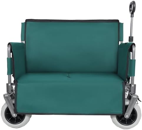 Heavy-Duty Folding Wagon with Bench Seat, 500lbs Capacity, Reinforced Steel Frame, 180L Cargo Space for Camping, Beach, Outdoor Events & Tailgating