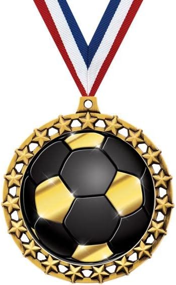 Crown Awards Soccer Shadow Medal Award, 2.5' Galaxy Star Gold Trophy Medal