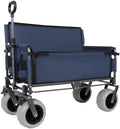 Heavy-Duty Folding Wagon with Bench Seat – 500lbs Capacity, Reinforced Steel Frame, 180L Storage for Camping, Beach, Outdoor Events & Tailgating