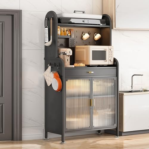 4-Tier Kitchen Pantry Storage Cabinet with Drawer, Versatile Baker's Rack, Flip Door Design, Pegboard Accessories, Perfect for Organizing Spices, Pots & Pans in Home & Garage