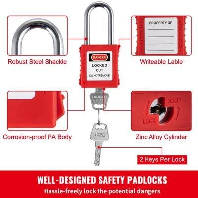 Happybuy 43 PCS Lockout Tagout Kits, Electrical Safety Loto Kit Includes Padlocks, 5 Kinds of Lockouts, Hasps, Lockout Safety Tools for Electrical Risk Removal in Industrial, Machinery