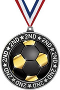 Crown Awards 2.75' 2nd Place Soccer Shadow Medal Award, Silver Trophy Medal Prime