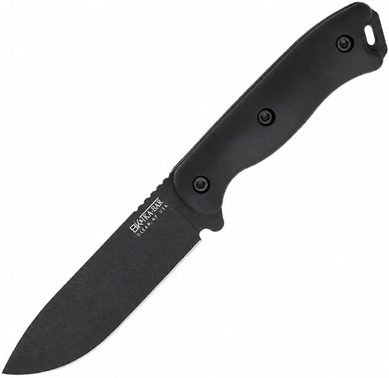 KA-BAR BK16 Becker Fixed Blade Knife 4.4' Drop Point 1095 Cro-Van Black Powder Coat Blade Grivory Handle Black