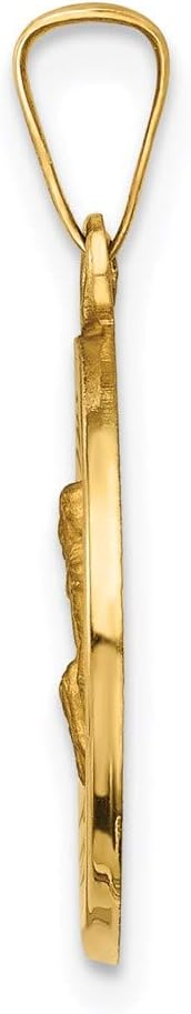 14k Yellow Gold Polished and Satin St. Peregrine Medal Charm Pendant