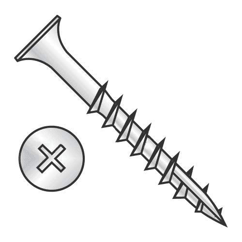 #10 x 3-1/2' Stainless Steel Deck Screw Phillips Drive, Bugle Head (Quantity: 1000) Type 17 Wood Cutting Point, 2-1/4' of Thread Length, 10 Diameter, 3-1/2' Screw Length