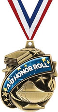 Crown Awards Academic Medals - 2' Kudos A-B Honor Roll Education Award Medals Gold Prime