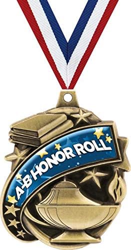 Crown Awards Academic Medals - 2' Kudos A-B Honor Roll Education Award Medals Gold Prime