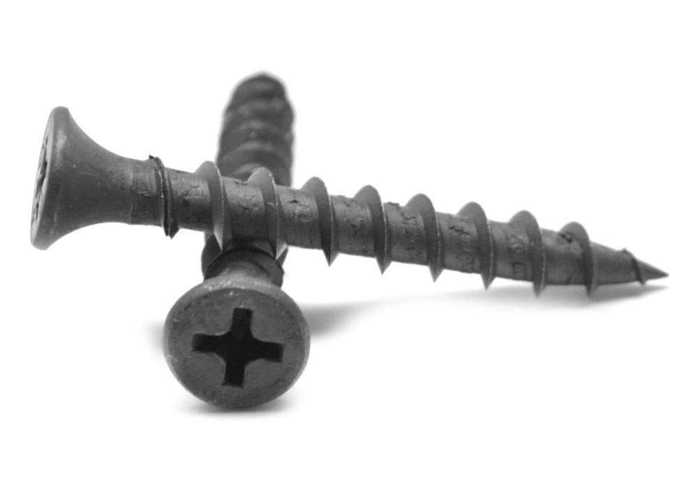 #10 x 1 1/2' Pro Laminating Screw Phillips Bugle Head Medium Carbon Steel Black Phosphate Pk 5000