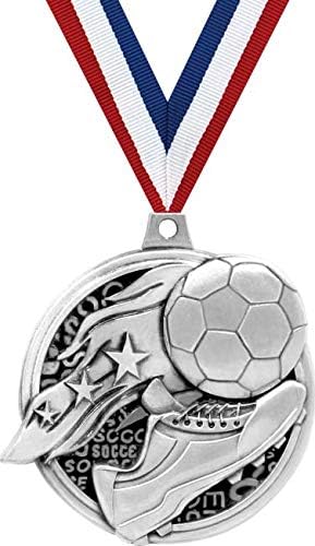 Crown Awards Soccer Medals - 2' Kudos Soccer Kick Soccer Ball Award Medals Silver