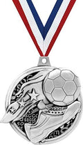 Crown Awards Soccer Medals - 2' Kudos Soccer Kick Soccer Ball Award Medals Silver