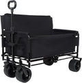 Heavy-Duty Utility Wagon Cart with Bench Seat & Storage - 500lbs Capacity, All-Terrain Wheels for Camping, Beach, Sports, Garden