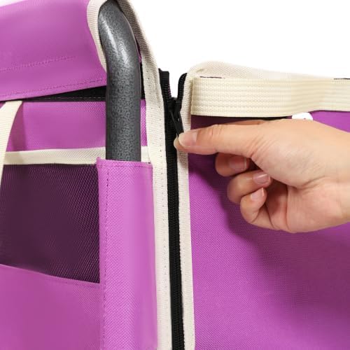 【LuckyNote】 3-in-1 Folding Wagon with Bench Seat – 500lbs Capacity, 9'x4' Beach Tires for Camping & Beach (Purple)