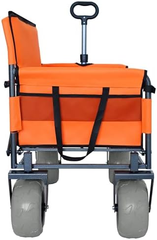 Heavy-Duty Folding Wagon with Bench Seat, 500lbs Capacity, Durable Steel Frame, 180L Cargo Space for Camping, Beach, Outdoor Events & Family Activities
