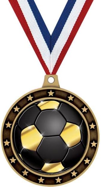 Crown Awards 2.75' Universe Star Soccer Shadow Medal Award, Gold Trophy Medal