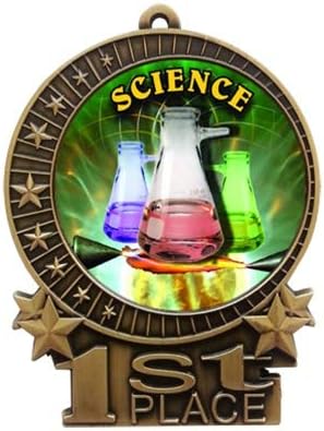 Express Medals 1 to 50 Packs - 3' Science Fair 1st Place Gold Medal with Neck Ribbon Award XMD