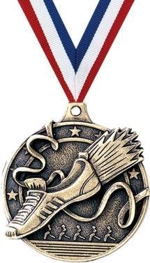 Gold Running Medals - 2' 3D Track Award Medals with Neck Ribbon