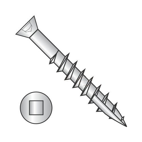 #7 x 1 5/8' Coarse Drywall Screws/Square Drive/Trim Head / 18-8 Stainless Steel/Type 17 Pt/Type 17 Point (Carton: 4,000 pcs)