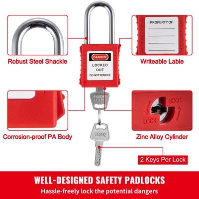 Happybuy 58 PCS Lockout Tagout Kits, Electrical Safety Loto Kit Includes Padlocks, Lockout Station, Hasp, Lockout Tagout Safety Tools for Industrial, Electric Power, Machinery
