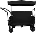 Heavy-Duty Folding Wagon Cart with Adjustable Canopy & Bench Seat - 500lbs Capacity All-Terrain Utility Cart for Camping, Beach, Sports, Garden & Outdoor Storage