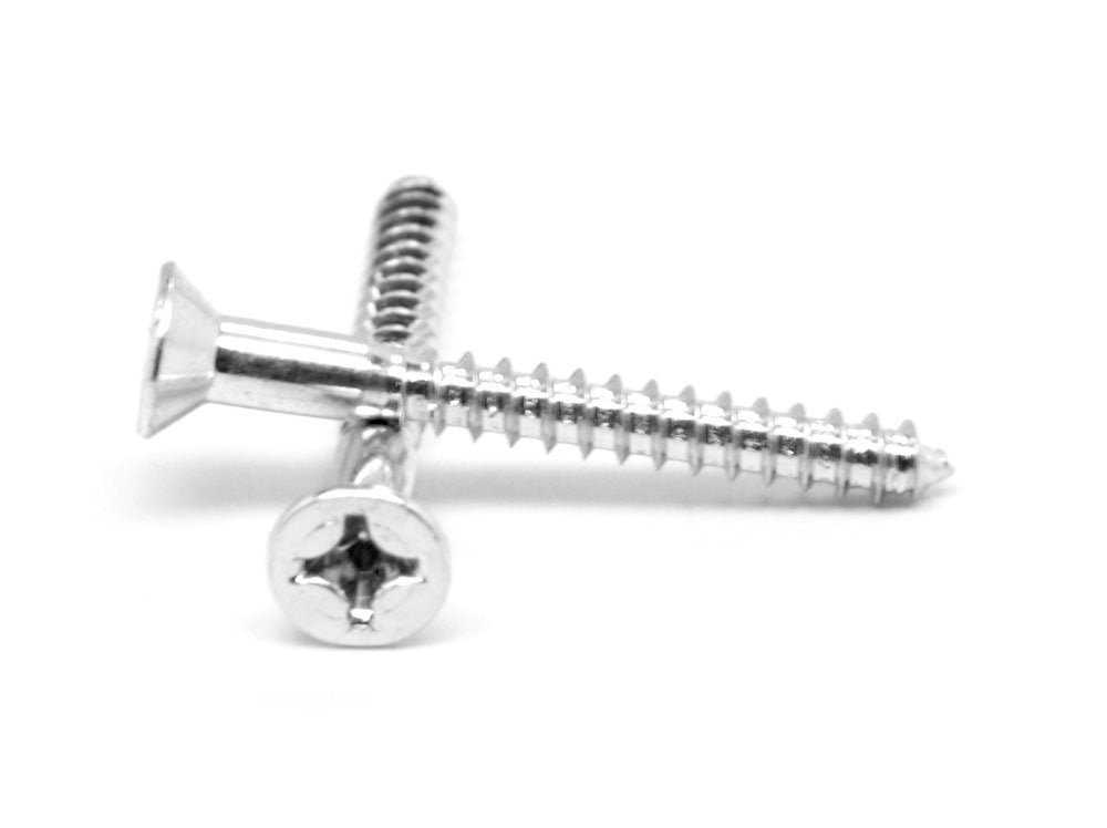 ASMC Industrial Wood Screws - #4 x 1 1/2 Inch Phillips Flat Head, Zinc Plated Low Carbon Steel, Tapered Thread for Plywood, Particle Board, Interior Cabinet Furniture Wood Screws - Pack of 8000