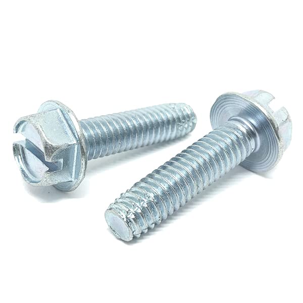 (2500 Pieces) #10-32x1' Slotted Hex Washer Head Type F Thread Cutting Bolts Screws UNF Fine Full Threads Zinc Clear