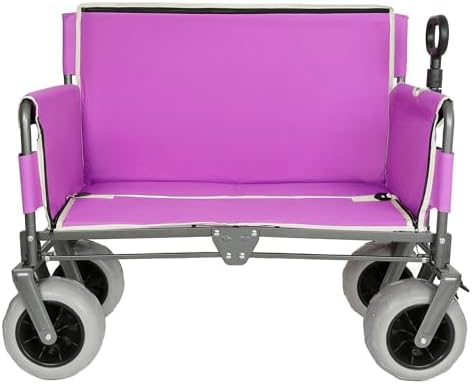 Heavy-Duty Folding Wagon with Bench Seat – 500lbs Capacity, Reinforced Steel Frame, 180L Cargo Space for Camping, Beach, Outdoor Events & Tailgating
