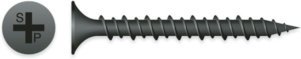 6 x 1 5/8 Phillips Bugle Hi-Low Drywall Screws Black Phosphate - Carton (5000)
