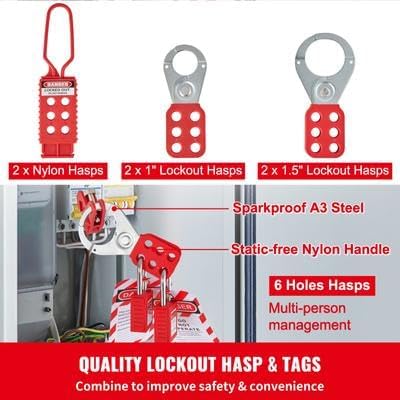 Happybuy 43 PCS Lockout Tagout Kits, Electrical Safety Loto Kit Includes Padlocks, 5 Kinds of Lockouts, Hasps, Lockout Safety Tools for Electrical Risk Removal in Industrial, Machinery
