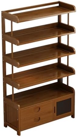 Bakers Rack Microwave Stand - Multi-Layer Storage with Magnetic Door, Double Drawer Design, 150 Catty Load Capacity, Ideal for Kitchen and Living Room