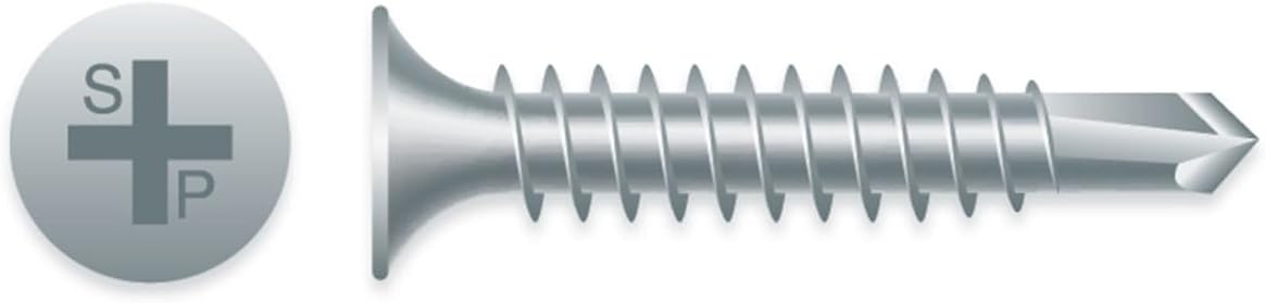 (5000) 6-20 x 1-5/8 Phillips Bugle Head Zinc Plated Steel Self Drilling / Tapping TEK 2 Screw #137887