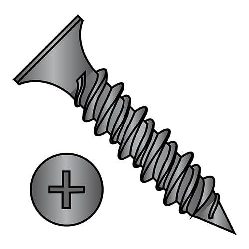 8X1 5/8 Phillips Bugle Head Hi Low Drywall Screw Black Phosphate - ECS-0826HPG