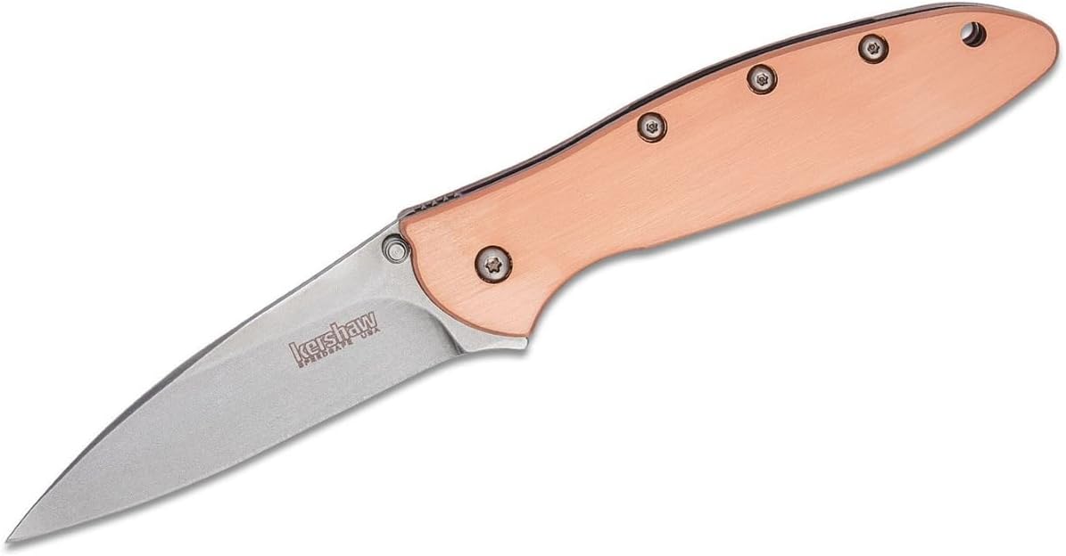 Kershaw Leek, BlackWash Pocket Knife (1660BLKW); 3 Sandvik 14C28N Steel Blade, 410 Stainless Steel Handle, BlackWash Finish, SpeedSafe Assisted Open, Frame and Tip Locks, Reversible Pocketclip; 3 OZ