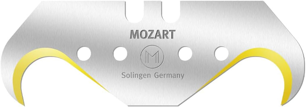 Mozart Universal TiN Super Hook Blade: RC65 High-Carbon Steel, Titanium Nitride coating. Ideal for roofing, flooring, drywall, and more. Made in Germany. (100 Pack)