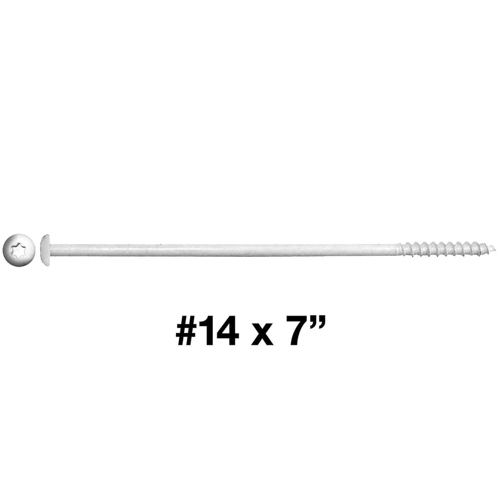 Jake Sales #14 x 7 Ceramic Coated Torx/Star Drive Gutter Screws for Fastening Gutters to Wood - T-30 Drive Head - White Exterior - 50 Count Box Case - 500 Screws