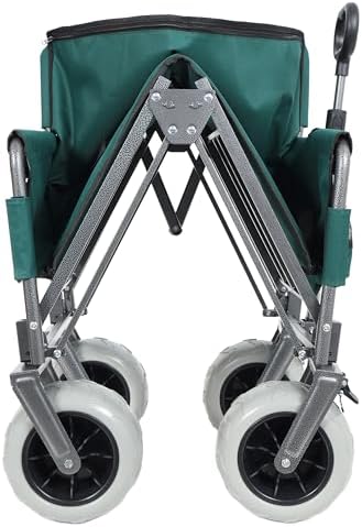 Heavy-Duty Folding Wagon with Bench Seat, 500lbs Capacity, Reinforced Steel Frame, 180L Cargo Space for Camping, Beach, Outdoor Events & Tailgating
