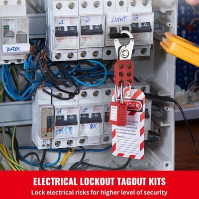 Happybuy 58 PCS Lockout Tagout Kits, Electrical Safety Loto Kit Includes Padlocks, Lockout Station, Hasp, Lockout Tagout Safety Tools for Industrial, Electric Power, Machinery