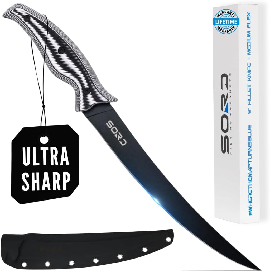 SORD Fillet Knife - 5-9' Filet Knives For Fish - Razor Sharp Boning Knife - Saltwater and Freshwater Fishing - Includes Kydex Sheath - Full Tang Blades | G10 Non Slip Grip | Corrosion Resistant