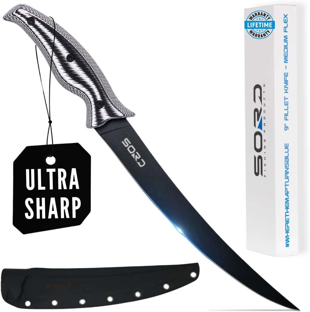 SORD Fillet Knife - 5-9' Filet Knives For Fish - Razor Sharp Boning Knife - Saltwater and Freshwater Fishing - Includes Kydex Sheath - Full Tang Blades | G10 Non Slip Grip | Corrosion Resistant