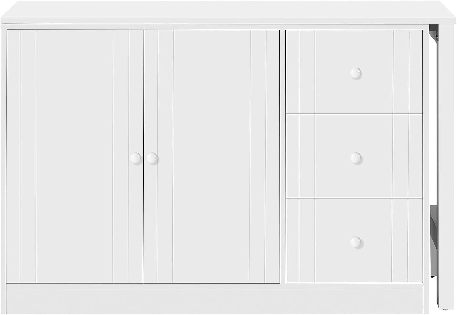 90' Extendable Freestanding Storage Cabinet, Kitchen Storage Bakers Rack with Silent Slides, Utility Food Cupboard with Adjustable Shelf for Kitchen Living Room, White
