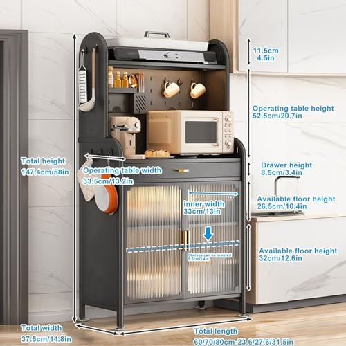 4-Tier Kitchen Pantry Storage Cabinet with Drawer, Versatile Baker's Rack, Flip Door Design, Pegboard Accessories, Perfect for Organizing Spices, Pots & Pans in Home & Garage