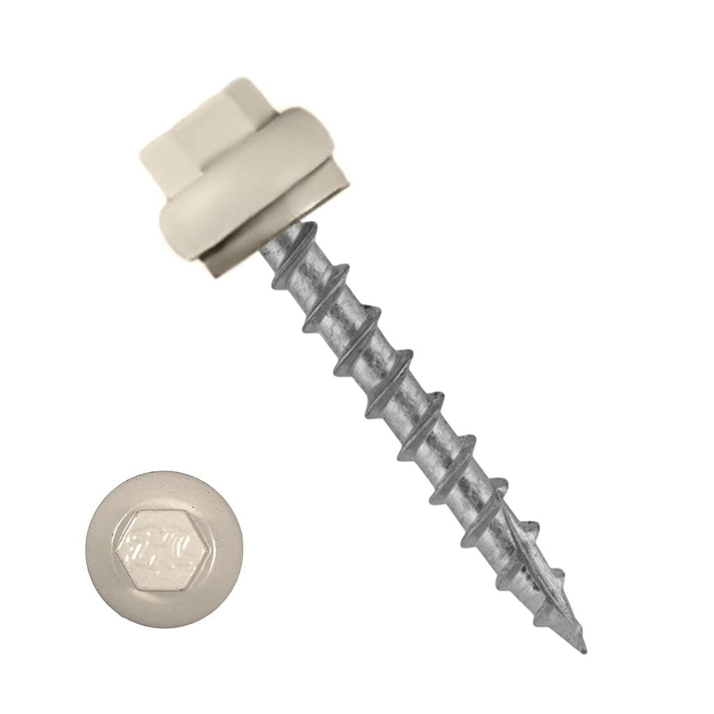 #12 Long Life Metal Roofing Screws (1000 Count) -1.5' Long Shaft-Metal to Wood- OSB Replacement Screws -Domed Cap Screw Head EPDM Washer- Free 5/16' Hex Bit Driver! (1000, Ash Grey)