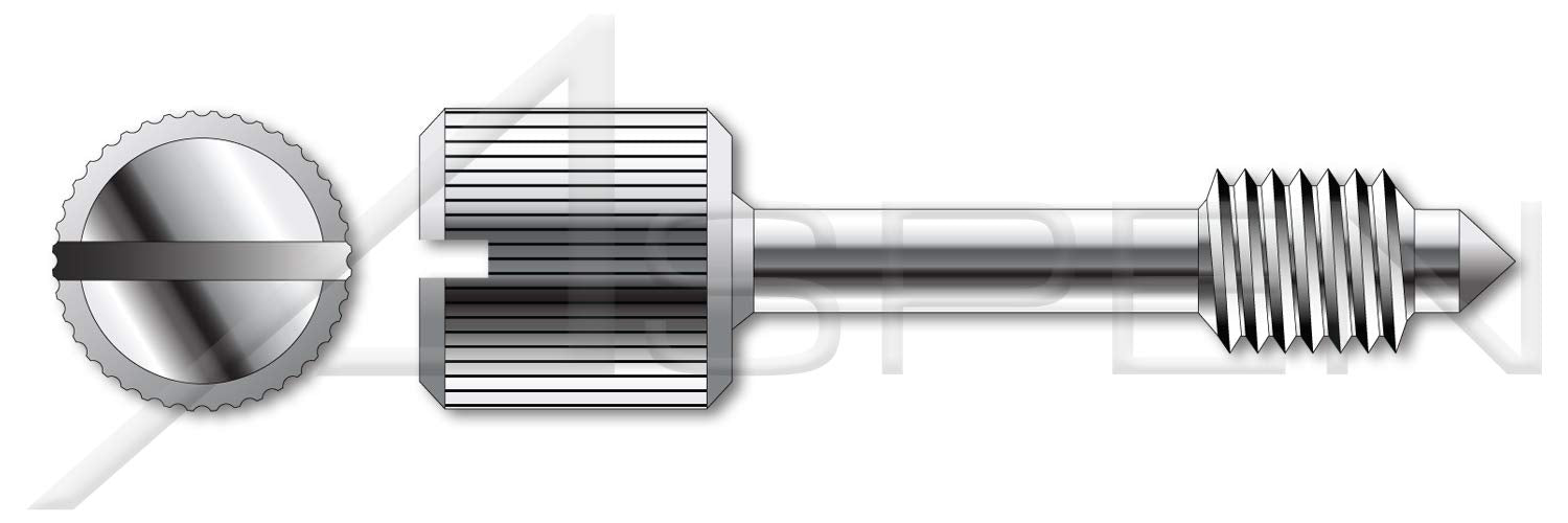 (50 pcs) #4-40 X 1, Head Dia=1/4', Captive Panel Screws, Style 2, Knurled High Head, Slotted Drive, Stainless Steel, Made in U.S.A.